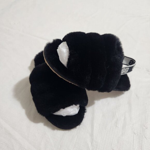 UGG Slippers Fluff Yeah Toddler Size 12  Fuzzy Black House Shoes - Picture 3 of 9